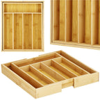Organizator tacamuri si ustensile bucatarie, bambus, extensibil 28-45x33x5cm