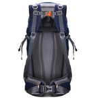 Rucsac tactic militar pentru drumetie, cu husa de ploaie, 60 litri, 25 kg, 70x40x24 cm, gri albastru