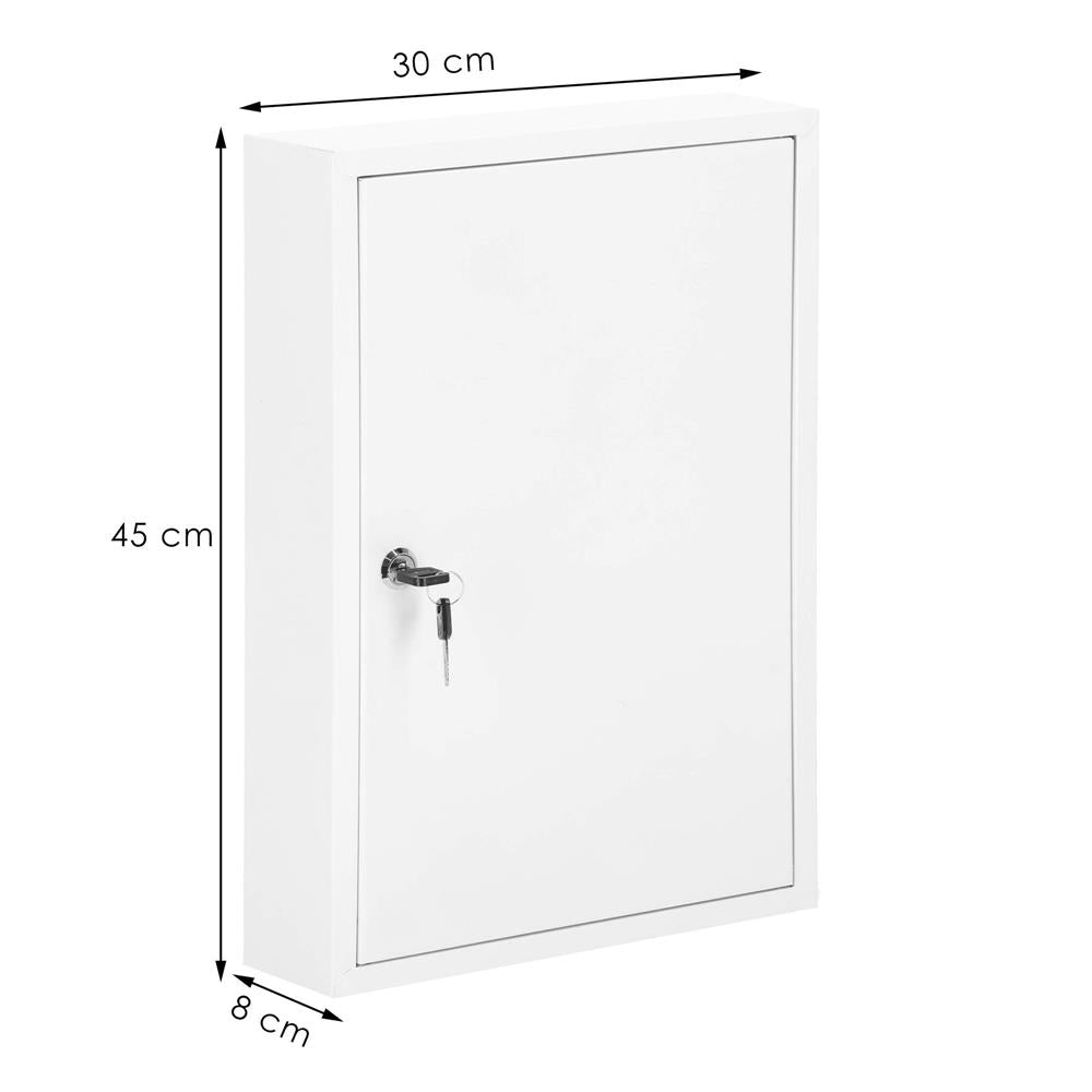 Cutie metalica din otel pentru 64 chei, echipata, 45x30x8cm, alba