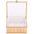 Set 3 cutii organizatoare din bambus, cu capac, diverse dimensiuni, maro