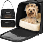 Geanta pentru transport animale mici-medii, pentru caine si pisica, cu saltea, 27x44x25 cm, negru