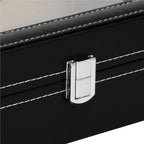 Cutie depozitare si organizare ceasuri, MDF, piele ecologica, 30x11x8cm, negru