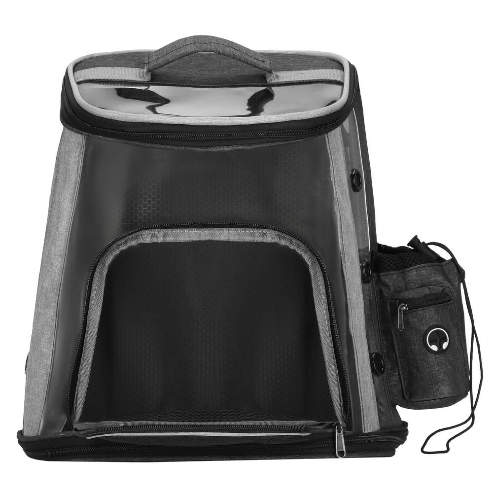 Rucsac transport animale talie mica-medie, maxim 15 kg, buzunare laterale, 38x34x26 cm, negru