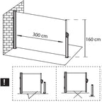 Paravan lateral pentru intimitate, extensibil, sistem fixare inclus, 160x300cm, gri deschis