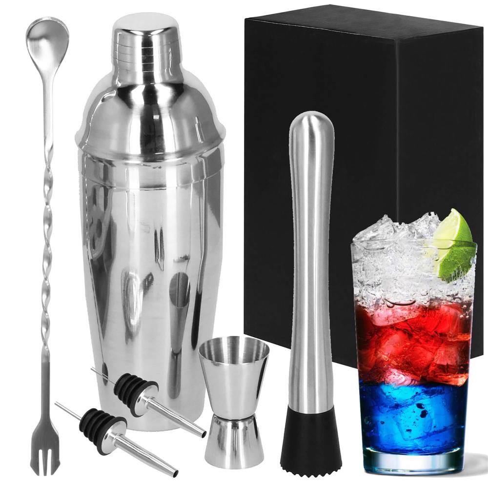 Set Cocktail Shaker Kit pentru barmani 750ml, KI14, 6 piese