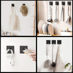 Set 4 agatatori tip cuier pentru baie, sistem fixare inclus, aluminiu, negru