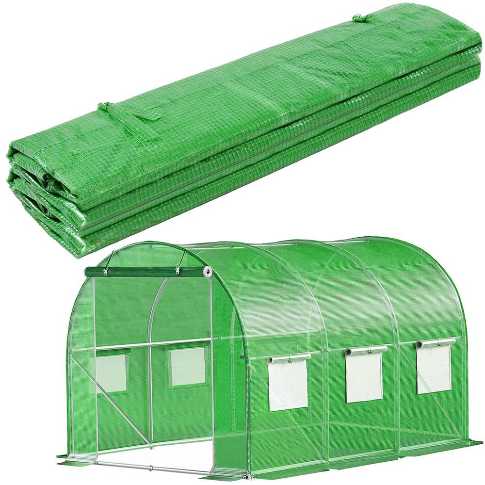 Folie inlocuire pentru sera 300x200x200 cm, PE 140g/mp cu plasa PP, UV4, 6 ferestre si usa cu fermoar, verde
