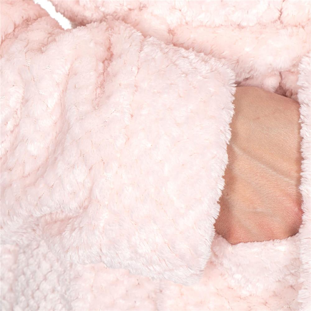 Halat de baie pentru femei pana la genunchi, cu gluga, marimea L/XL, roz