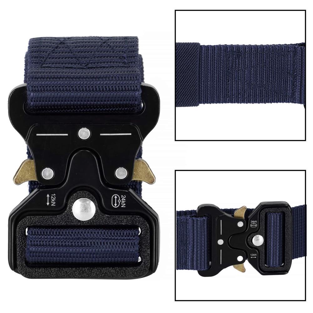 Curea centura Tactical Combat pentru barbati 3.5 x 125 cm, rezistent, albastru inchis