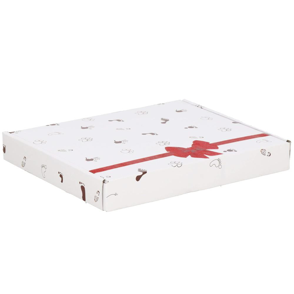 Kit amprenta mulaj manuta sau piciorus bebe si rama foto, 23x28cm, cu cutie de cadou, cadrul alb