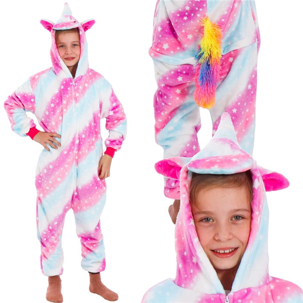 Pijama tip salopeta pentru copii, model unicorn, marime 130-140cm