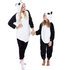 Pijama tip salopeta pentru copii, model panda, marime 125-140cm