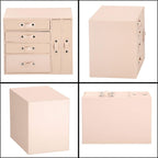 (DL) Cutie depozitare si organizare bijuterii, piele ecologica + velur, 26 x 22 x 18 cm, roz