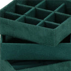 (DL) Cutie depozitare si organizare bijuterii, velur, 12x 12 x 12 cm, verde