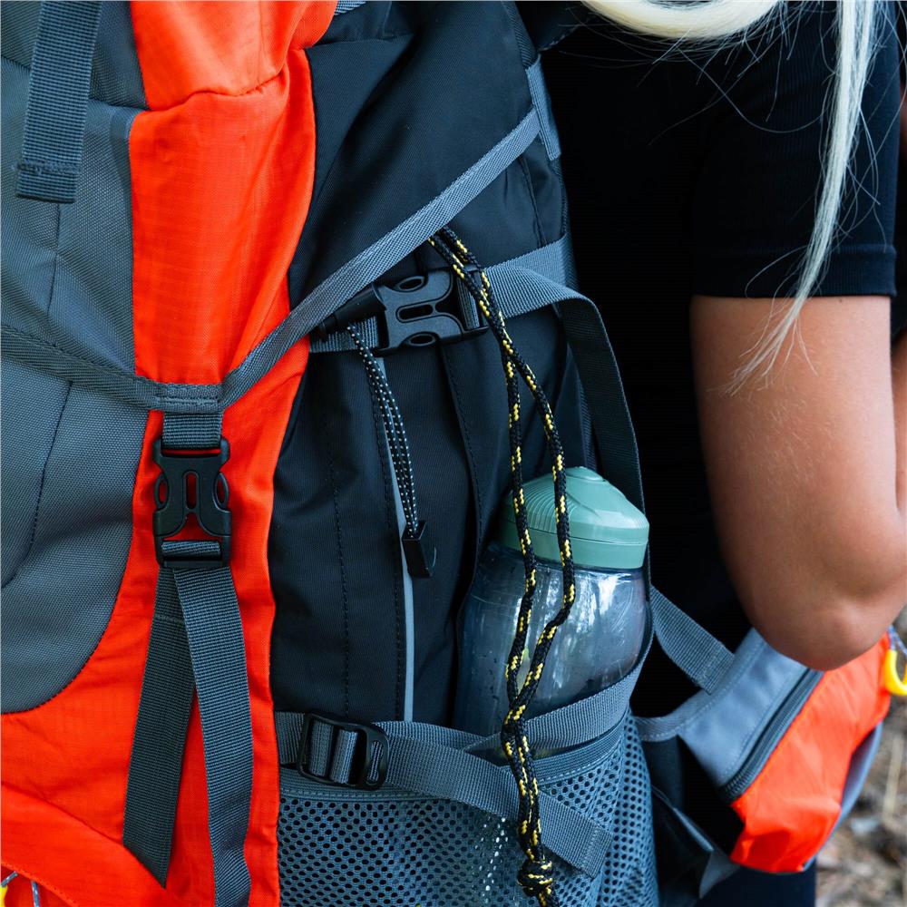 Rucsac tactic militar pentru drumetie, cu husa de ploaie, 70 litri, 25 kg, 68x35x20 cm, gri portocaliu