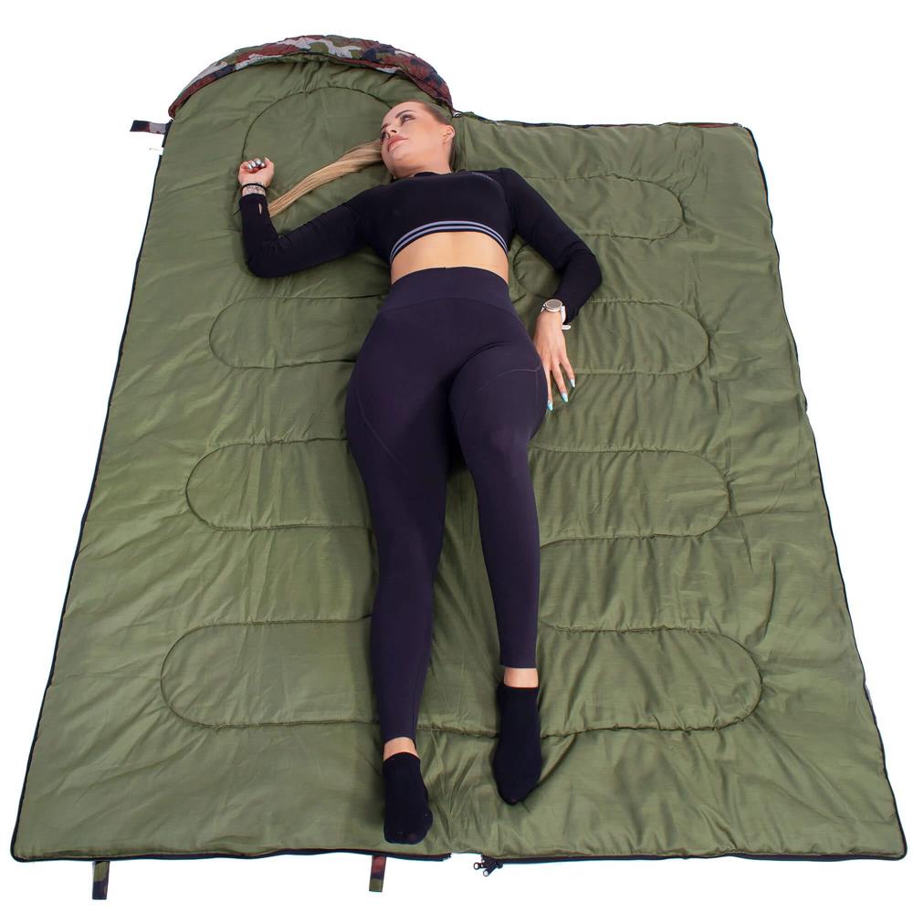 Sac de dormit tip mumie, cu geanta de transport, 210x73cm, 8-20grade, culoare camuflaj