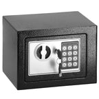 Seif electronic standard cu cifru si cheie, 170x230x170 mm, Otel, Negru