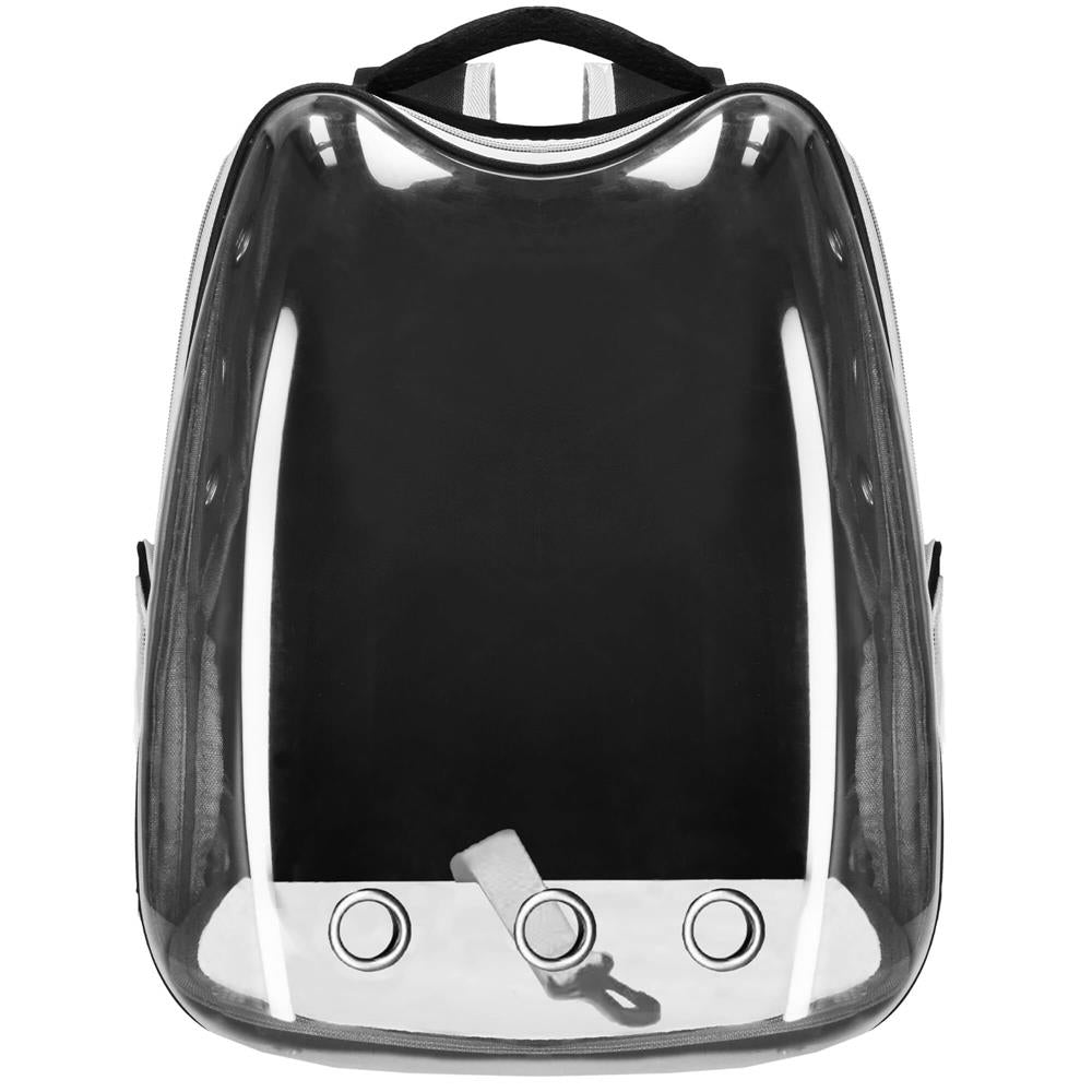 Rucsac transport animale talie mica-medie, maxim 12 kg, hublou panoramic transparent, buzunare laterale, negru