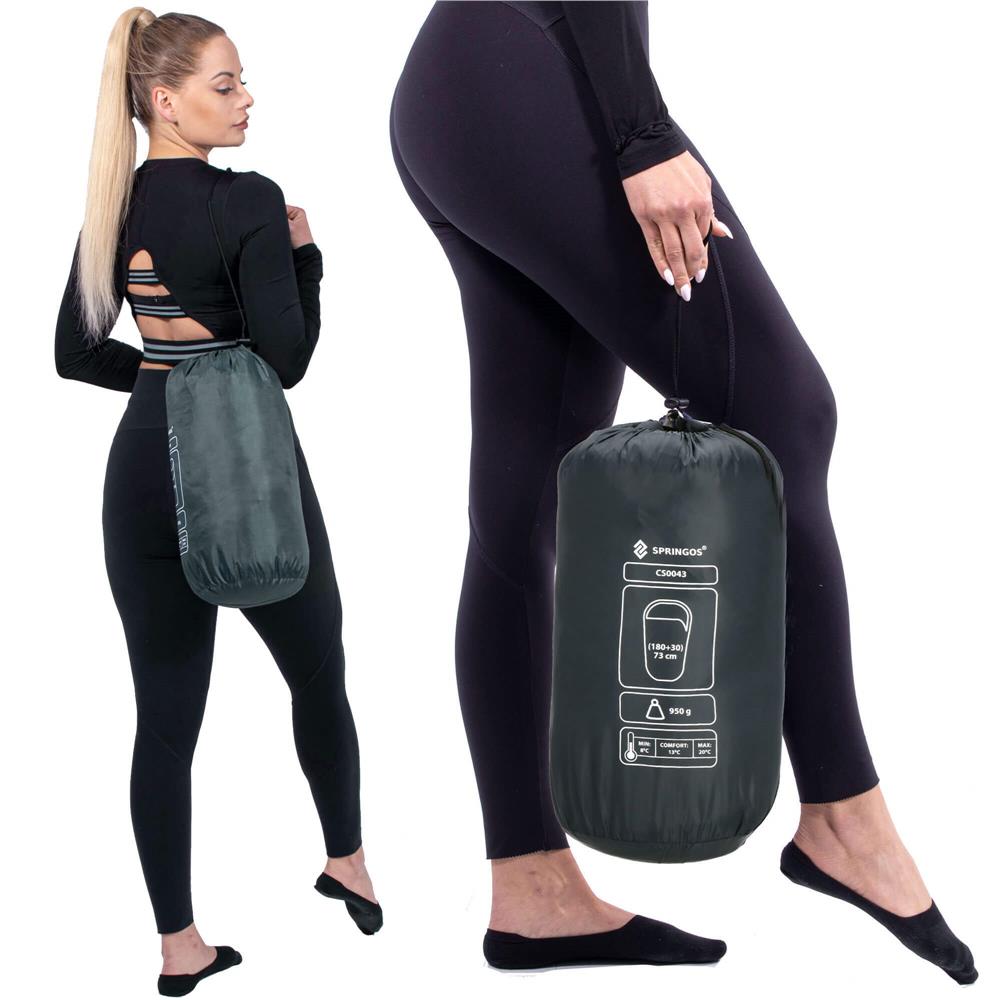 Sac de dormit tip mumie, cu geanta de transport, 210x73cm, 8-20grade, culoare gri