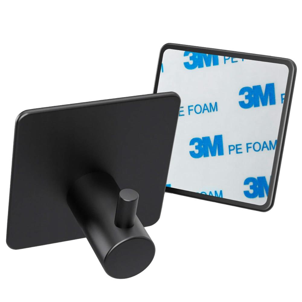 Set 4 agatatori tip cuier pentru baie, sistem fixare inclus, aluminiu, negru