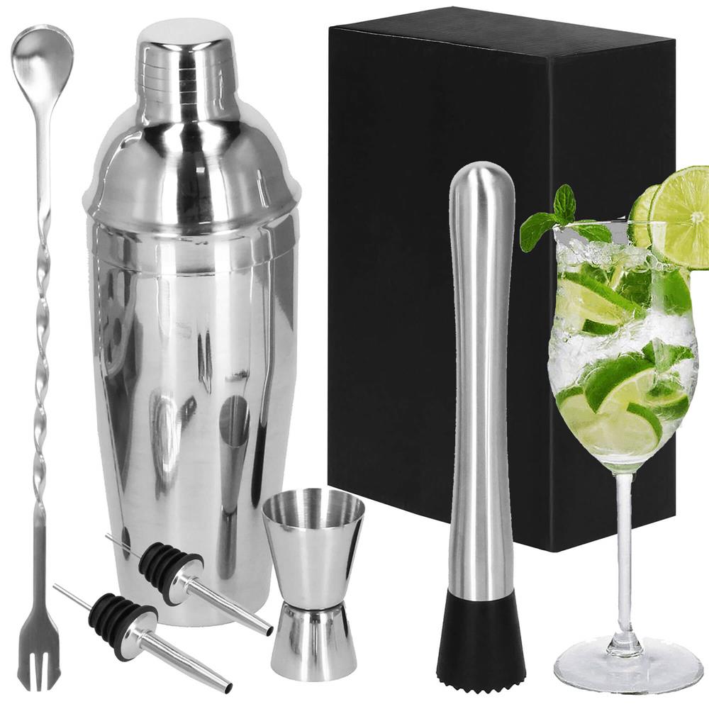 Set Cocktail Shaker Kit pentru barmani 750ml, KI14, 6 piese
