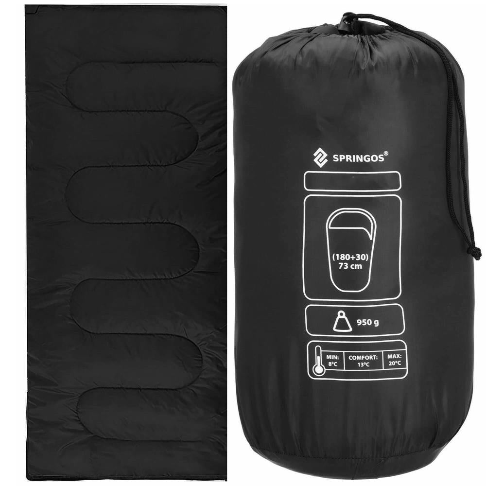 Sac de dormit, cu geanta de transport, 190x73cm, 10-25grade, culoare negru