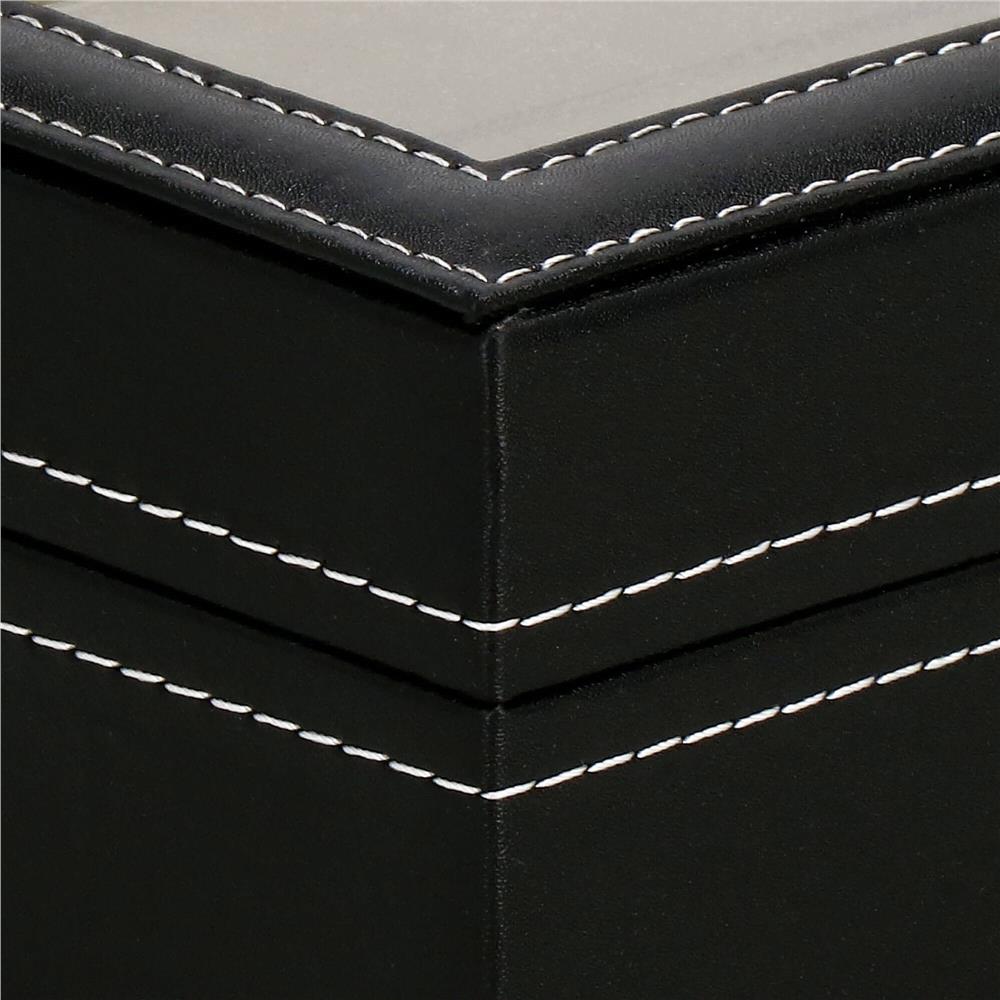 Cutie depozitare si organizare ceasuri, MDF, piele ecologica, 30x11x8cm, negru