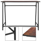 Birou tip masa laterala, cu cadru din otel, 50x100x76 cm, industrial, maro