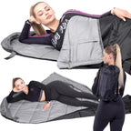 Sac de dormit tip mumie, cu geanta de transport, 210x80cm, 0-10grade, culoare negru gri