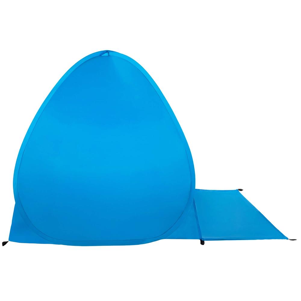 Cort plaja autoexpansibil POP-UP cu plasa ventilatie si protectie UV, 160x140x115 cm, albastru