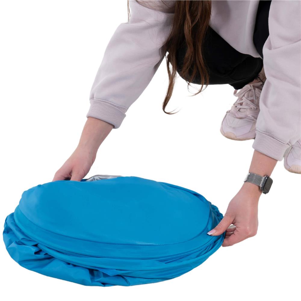 Cort plaja autoexpansibil POP-UP cu plasa ventilatie si protectie UV, 160x140x115 cm, albastru