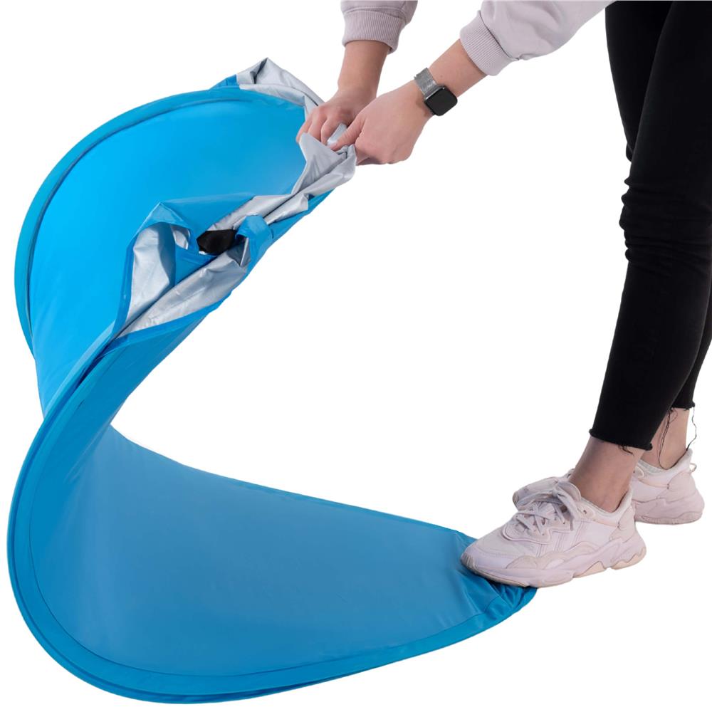 Cort plaja autoexpansibil POP-UP cu plasa ventilatie si protectie UV, 160x140x115 cm, albastru