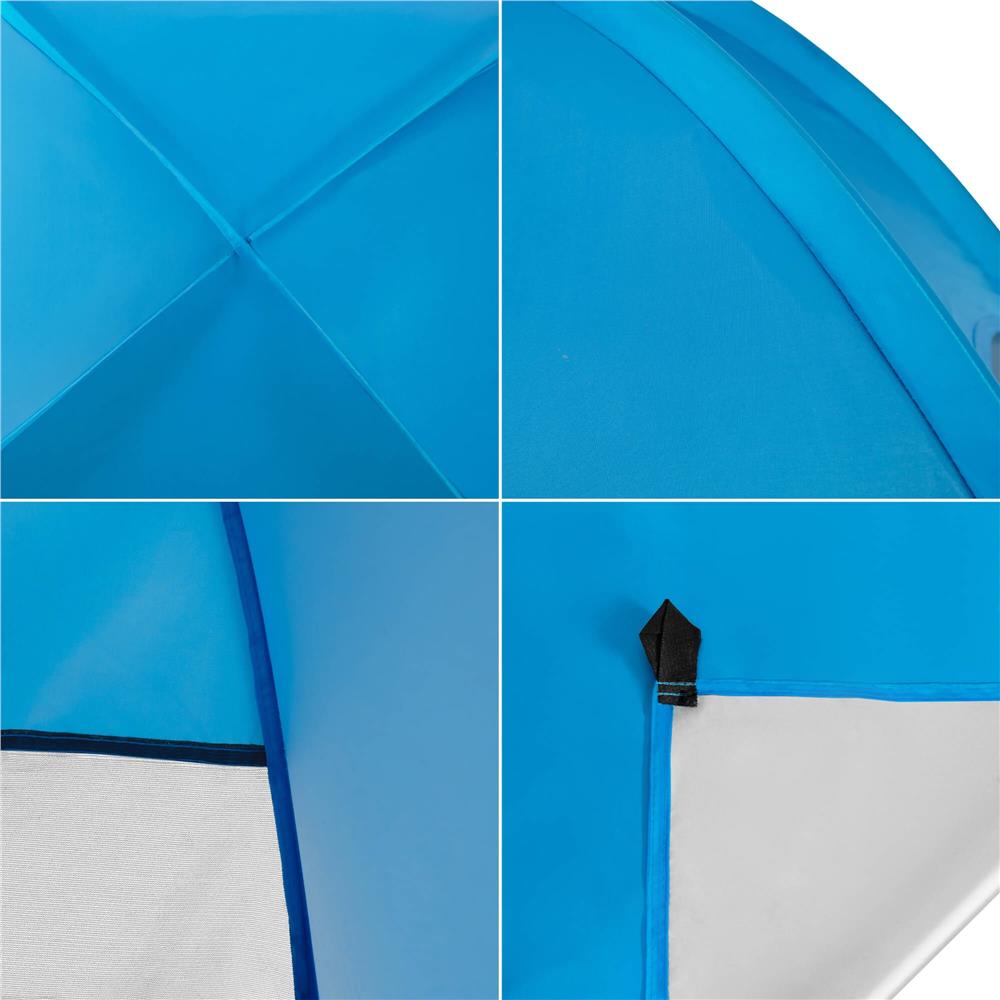 Cort plaja autoexpansibil POP-UP cu plasa ventilatie si protectie UV, 160x140x115 cm, albastru