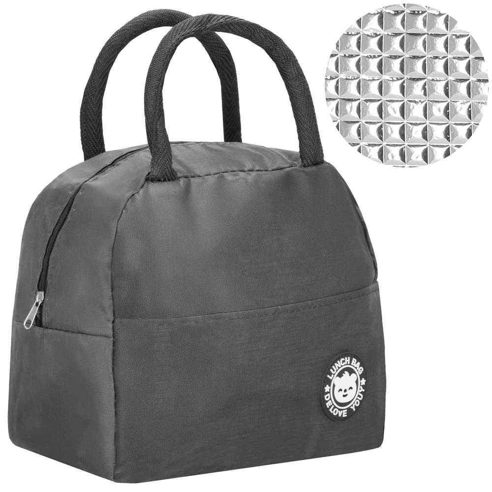 Geanta frigorifica cu izolatie termica pentru mancare, 21x10x23cm, gri