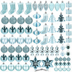 Set globuri si decoratiuni de Craciun, 77 piese, diverse dimensiuni, albastru
