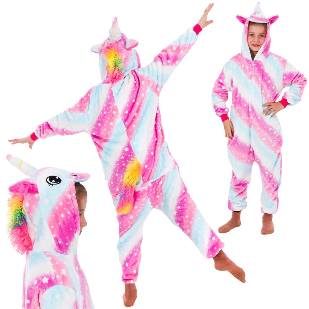 Pijama tip salopeta pentru copii, model unicorn, marime 130-140cm