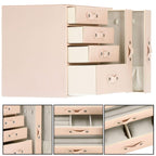 (DL) Cutie depozitare si organizare bijuterii, piele ecologica + velur, 26 x 22 x 18 cm, roz