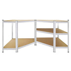 Raft de colt cu cadru metalic modular pentru depozitare, 5 polite, 180x90x40cm, sarcina 875kg