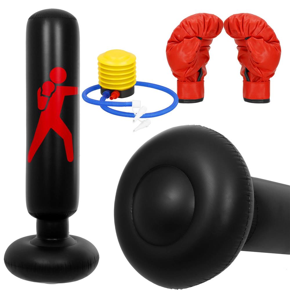 Sac de box gonflabil pentru copii, Inaltime 160 cm, PVC, Negru