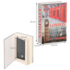 Caseta de valori, cutie metalica cu cheie, portabila, tip carte, London, 22x15.5x4.5 cm