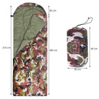 Sac de dormit tip mumie, cu geanta de transport, 210x73cm, 8-20grade, culoare camuflaj