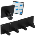 Set 4 agatatori tip cuier pentru baie, sistem fixare inclus, aluminiu, negru