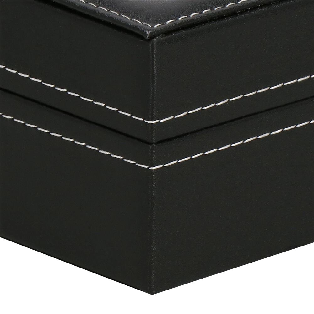 Cutie depozitare si organizare ceasuri, MDF, piele ecologica, 30x11x8cm, negru