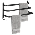 Suport prosoape pentru baie cu 2 sisteme de instalare, 3 brate, din aluminiu, 49x25cm, negru