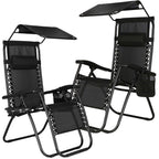 Sezlong pliabil  GC3, Relax Zero Gravity cu parasolar, 175cm, negru