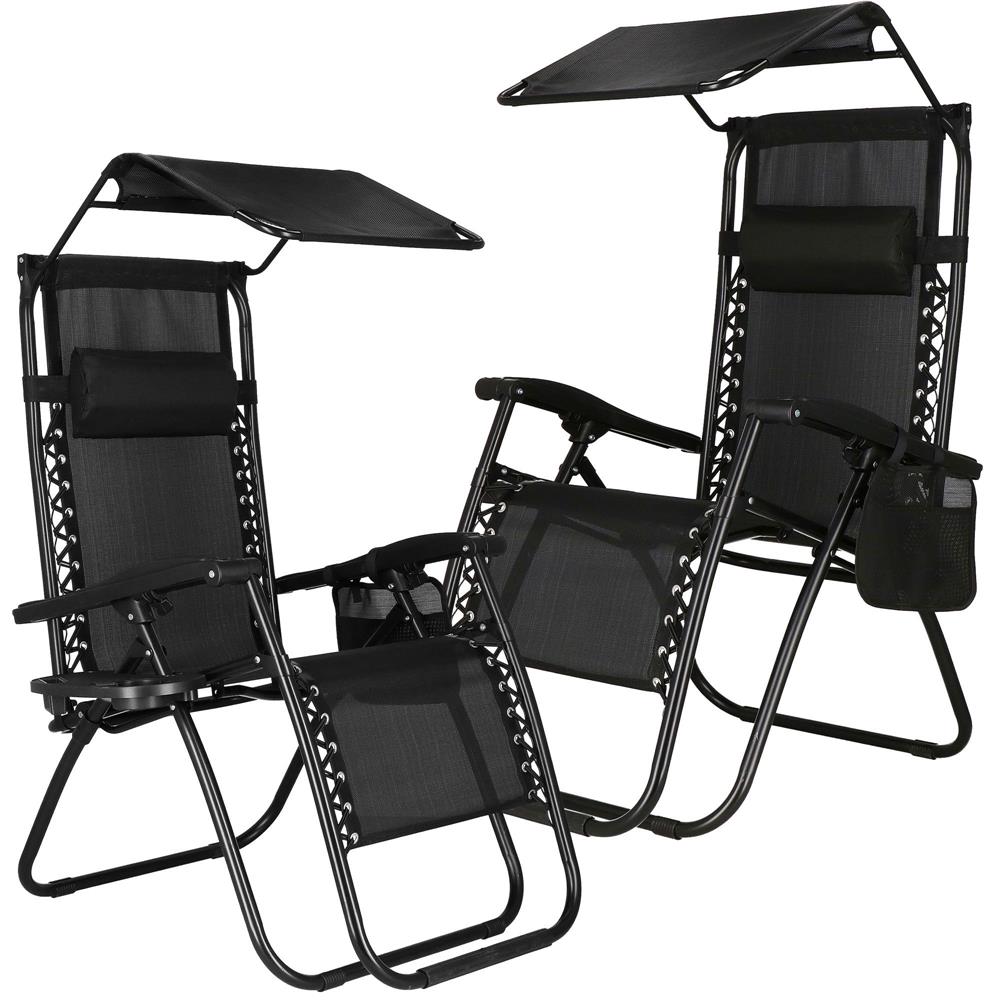 Sezlong pliabil  GC3, Relax Zero Gravity cu parasolar, 175cm, negru