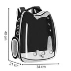 Rucsac transport animale talie mica-medie, maxim 12 kg, hublou panoramic transparent, buzunare laterale, negru