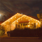 Ghirlanda luminoasa tip perdea 300 LED-uri, 12m, pentru interior/exterior, cu flash, iluminare galbena