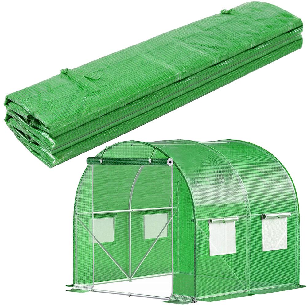 Folie inlocuire pentru sera 200x200x200 cm, PE 140g/mp cu plasa PP, UV4, 4 ferestre si usa cu fermoar, verde