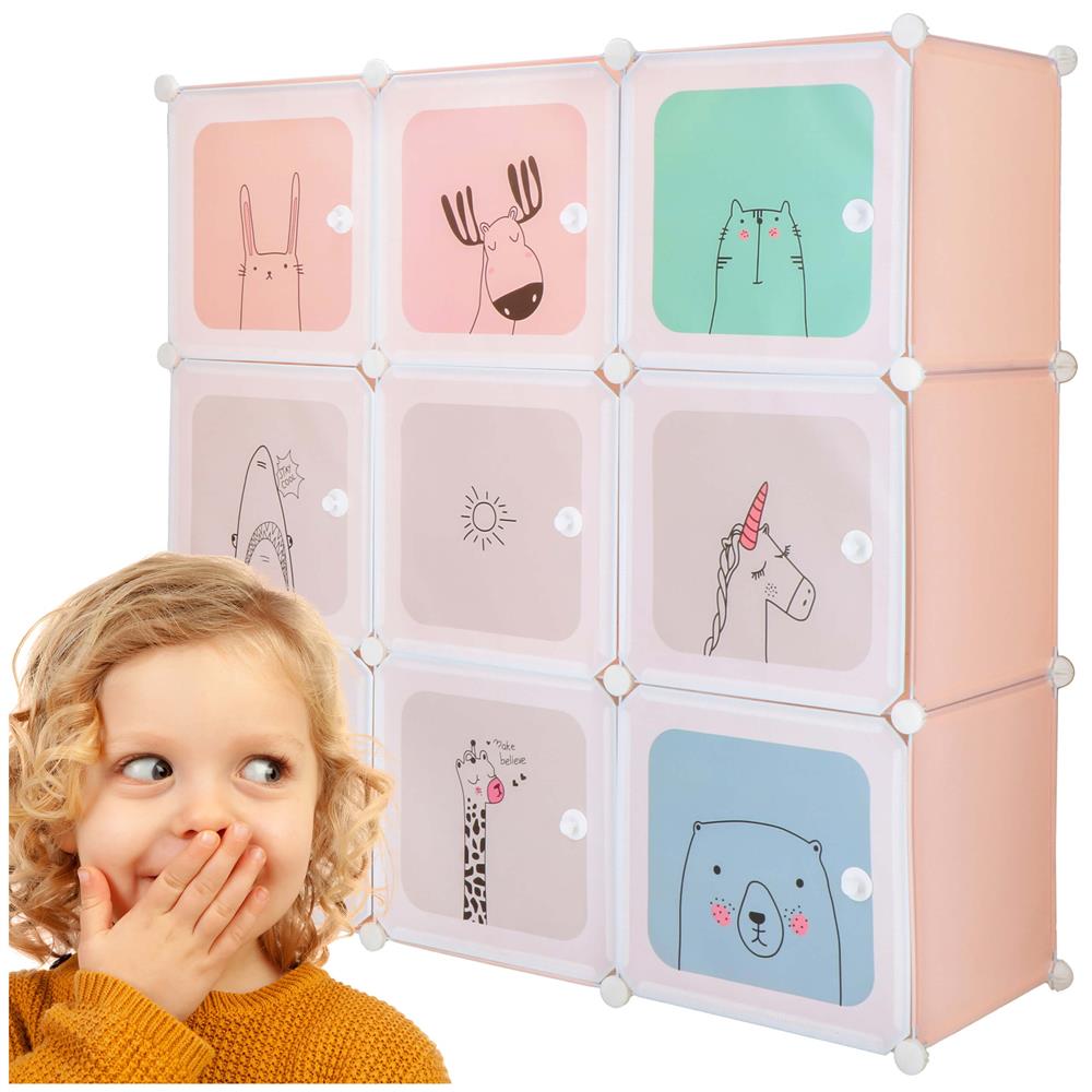 Dulap copii, modular cu 9 compartimente, PVC, 110x110x37 cm, multicolor